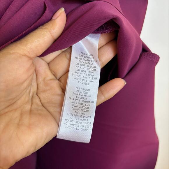 Alex Evenings Compression Dress Size 14 Ruffle Skirt Beaded Detail Wine Cocktail - Picture 12 of 14